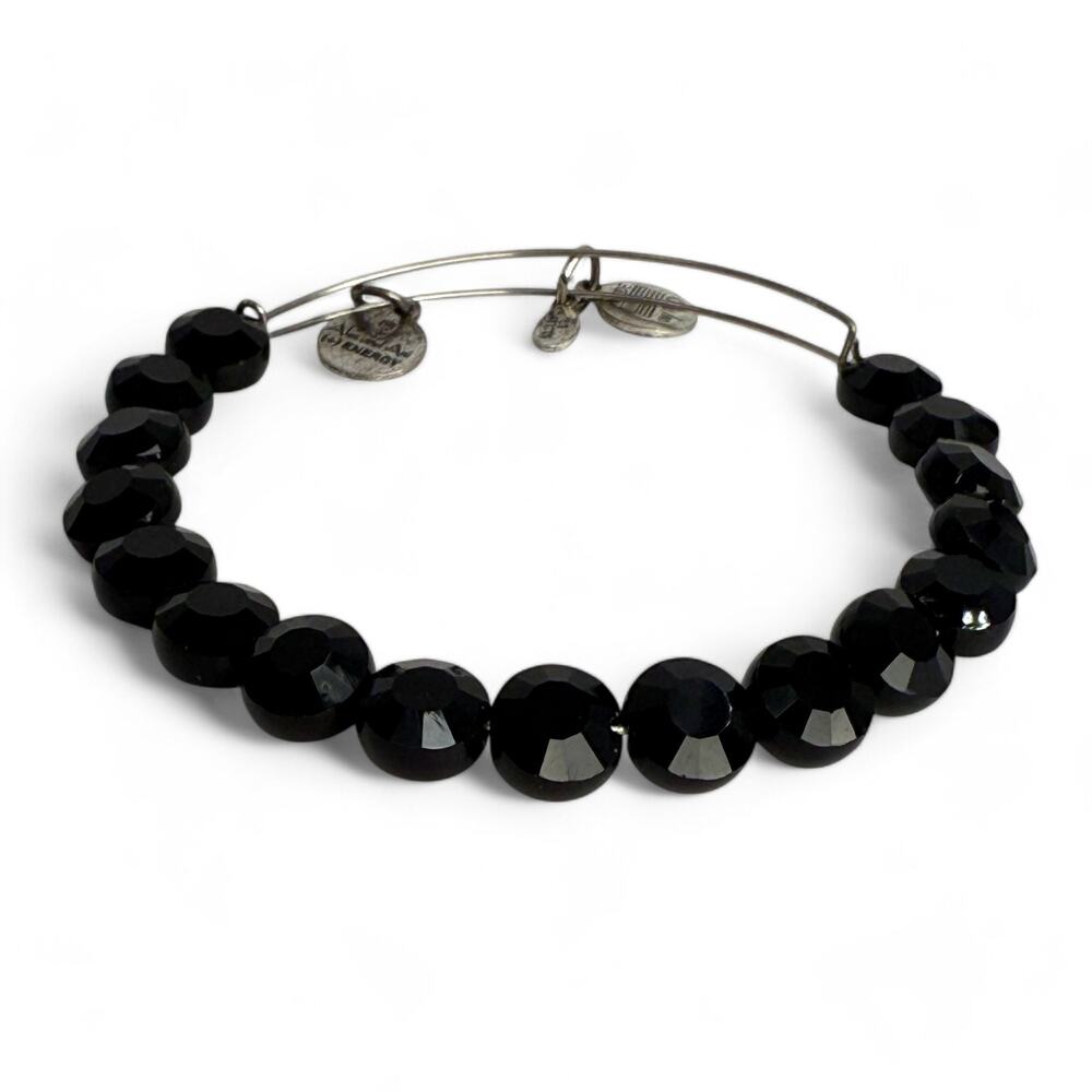 Alex and Ani Jet Luxe Black Beaded Bangle Bracelet - Picture 2 of 6